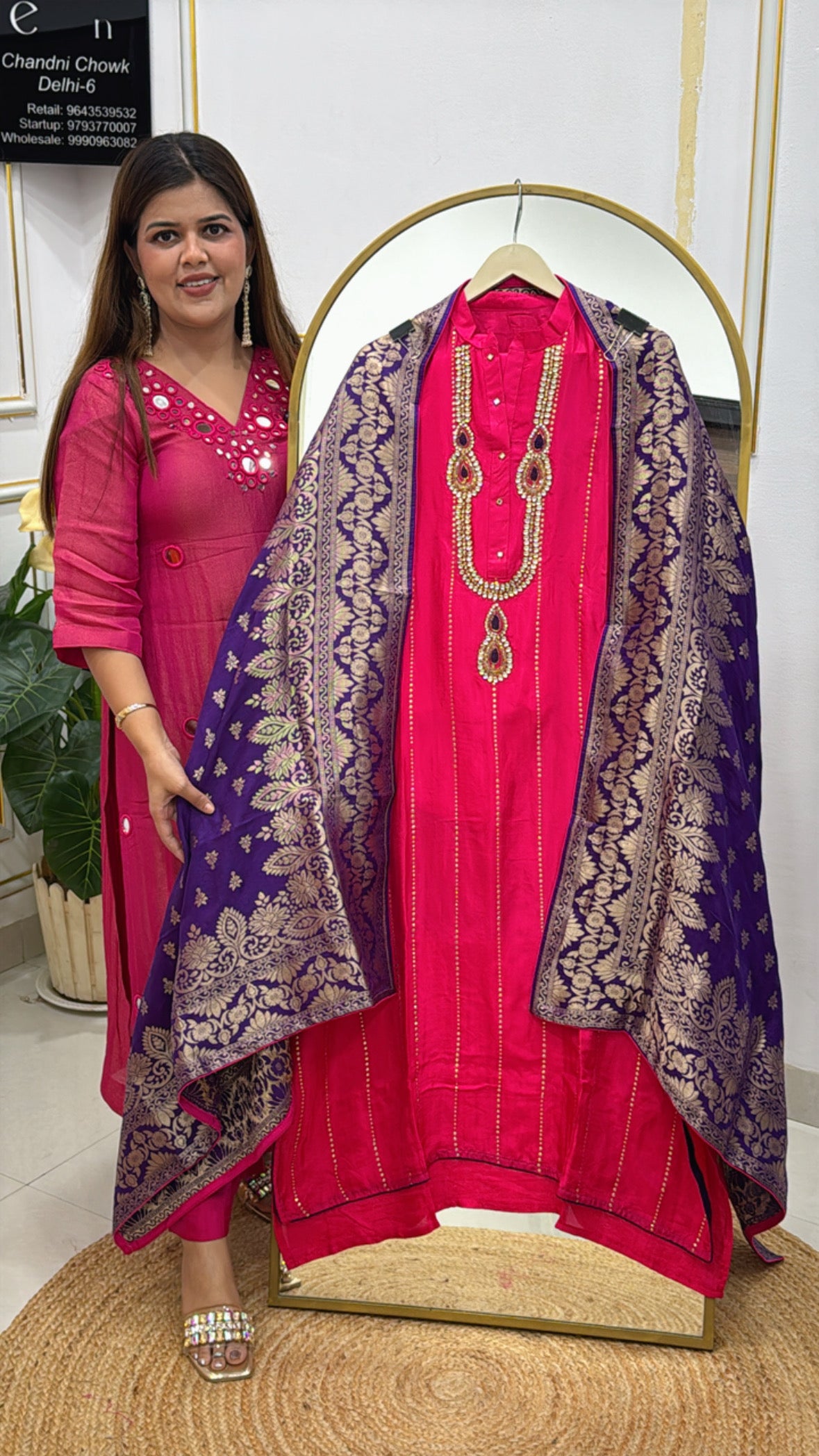 Best seller pure silk suit with designer kundan neck style along with heavy weaved banarasi silk dupatta GF 488
